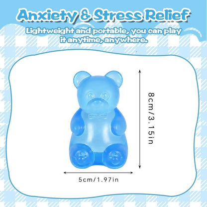 Bear Squishy Toy for Kids Ages 3+ & Adults, Slow Rising Gummy Bear Squeeze Toy, Soft High-Density Foam Sensory Bear for Desk, Classroom, Home & Office(Blue)