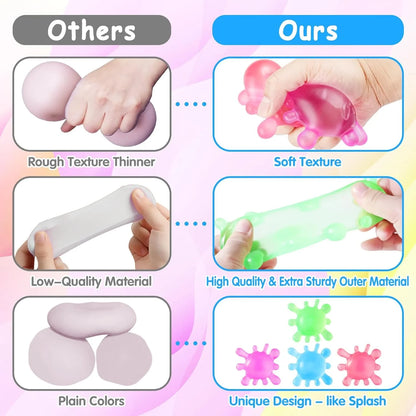 1 Pack Fidget Toys Stress Balls for Kids, Splat-Tastic Squishy Toy, Stress Splat Toy, Squishies Anxiety Stress Relief, Ice Squishy Stress Sensory Cube Malt Sugar Balls with Autism (Purple)
