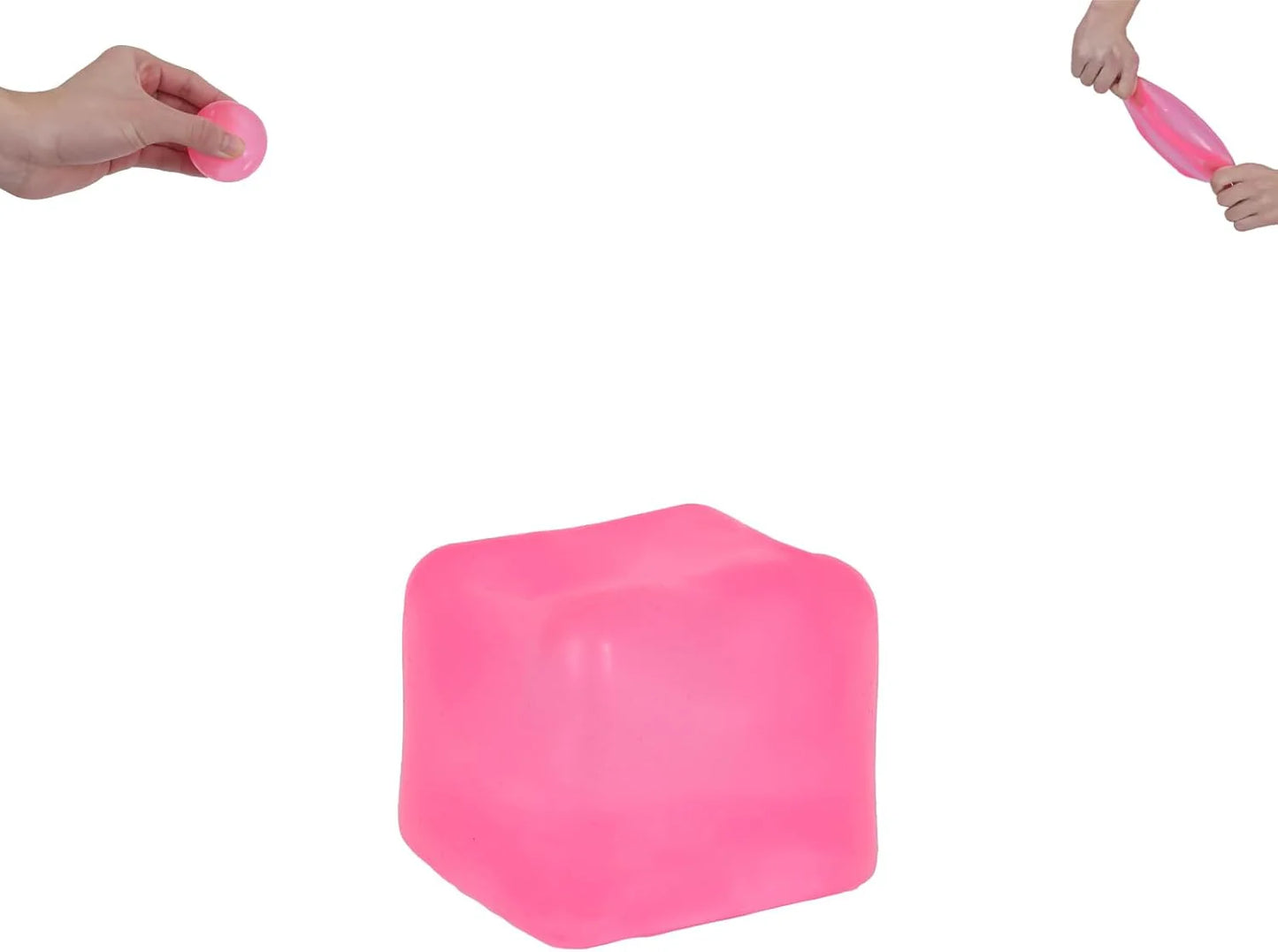 Ice Cube Squishy Toy 3.5cm (1.38") – Gel-Filled Slow Rising Squeeze Cube for Kids Ages 3+ & Adults, Mini Sensory Desk Toy for Classroom Rewards, Party Favors & Everyday Play (Pink) - US 9778