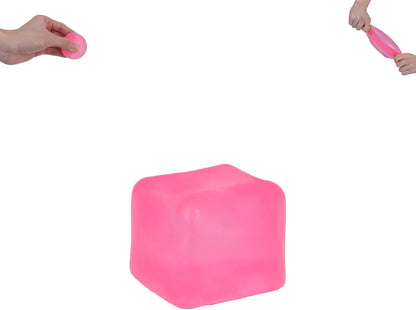 Ice Cube Squishy Toy 3.5cm (1.38") – Gel-Filled Slow Rising Squeeze Cube for Kids Ages 3+ & Adults, Mini Sensory Desk Toy for Classroom Rewards, Party Favors & Everyday Play (Pink) - US 9778