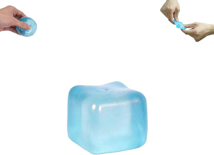 Ice Cube Squishy Toy 3.5cm (1.38") – Gel-Filled Slow Rising Squeeze Cube for Kids Ages 3+ & Adults, Mini Sensory Desk Toy for Classroom Rewards, Party Favors & Everyday Play (blue) - US 1155