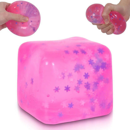 Snowflake Ice Cube Squishy Toy, Big Size 7cm Stress Relief Fidget Toys for Adults, Sensory Squishy Toys for Anxiety Relief and Focus, Soft Slow Rise Squeeze Toy for Stress (Pink) - US 5847
