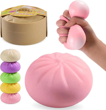 Dumpling Squishy Mystery Box, Mystery Dumpling Squishy Squeeze Stress Balls for Kids & Adults, Sensory Fidget Toys for Anxiety Relief, Crazy Fun Dumplings Ideal Gift for Boys,Girls,Teens(Pink) - US 1426
