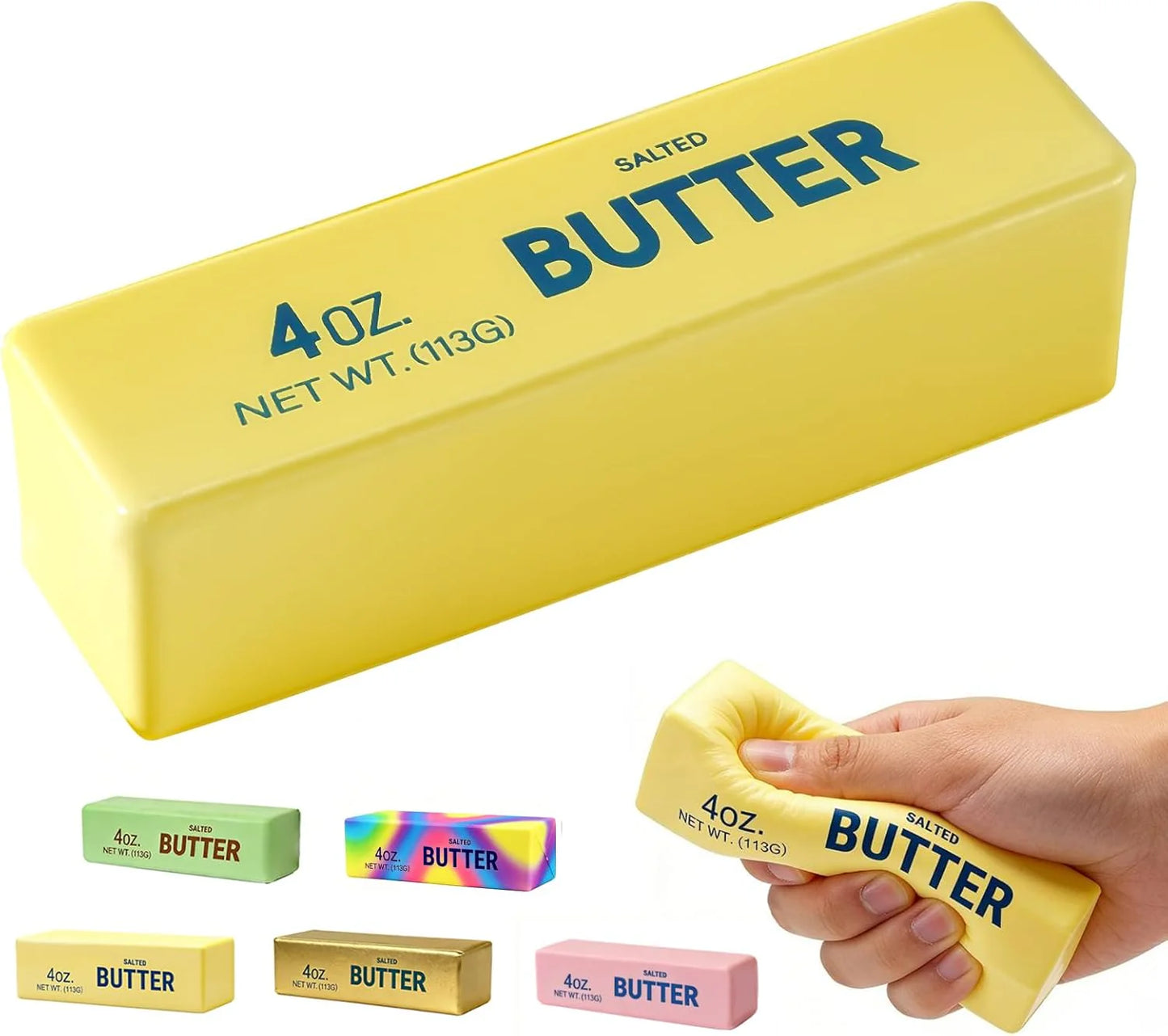 Butter Squishy, Soft Scented Fidget Squishy, Butter Squishy Toy, Cream Scented Butter Squeeze Toy，Slow Rising Butter Stick Stress Relief Toy for Relaxation,Office Desk Decor (Yellow) - US 3159