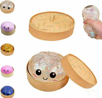 Dumpling Squishies,Glitter Dumpling, Glitter Squishy with Box,Easter Basket Stuffers (White) - US 7996