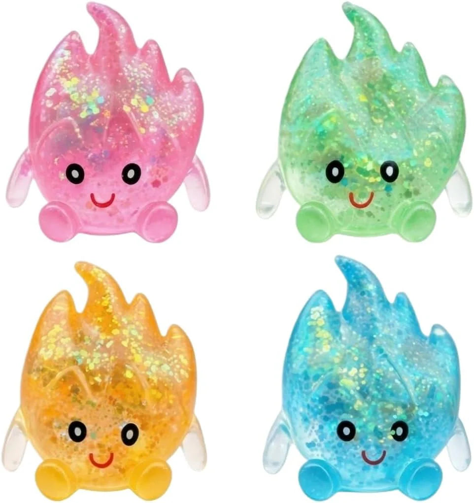 TREBIN Squid Water Drop Squishy Stress Ball, Slow Rising Malt Sugar Fidget Toy, High Resilience Sensory Toy for ADHD Autism, Sparkly Jellyfish Design Droplet Squeeze Toy for Focus (Random Flame Shape) - US 5074