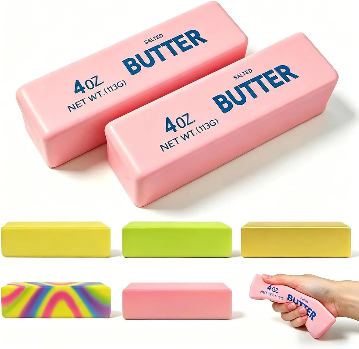 2 Pack Butter Squishy Toys Slow Rising Soft Squeeze Toy Stress Relief Fidget Toys for Kids Party Favors Birthday Gifts Adults Office Desk Toys (Pink) - US 5828