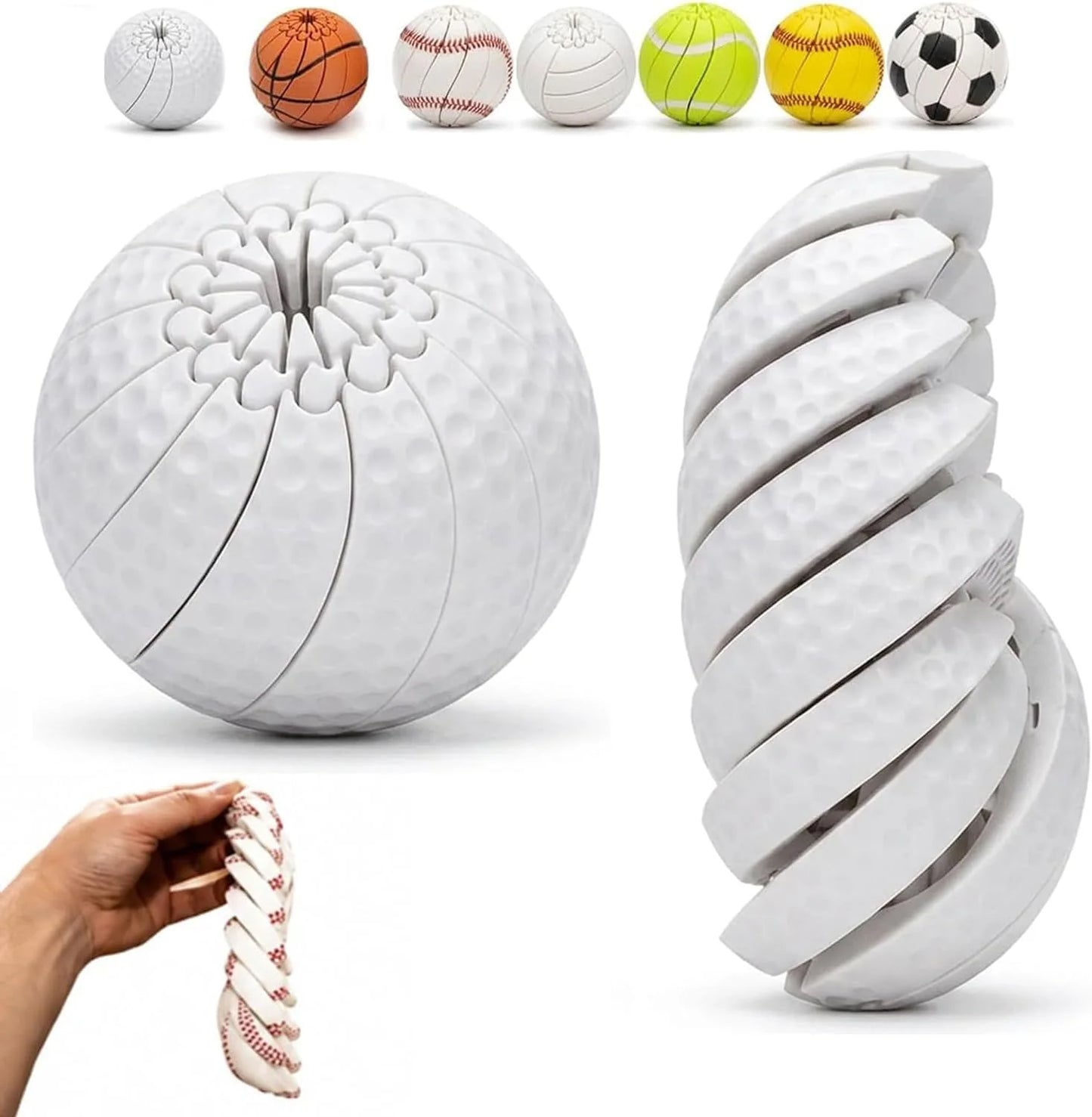 Baseball Fidget Ball Toy,3D Printed Twist and Turn Stress Relief Desk Fidget,Relieve Anxiety Handheld Fidget Sphere,Everyday Tool Focus and Calm for Teens & Adults (Golf) - US 1563