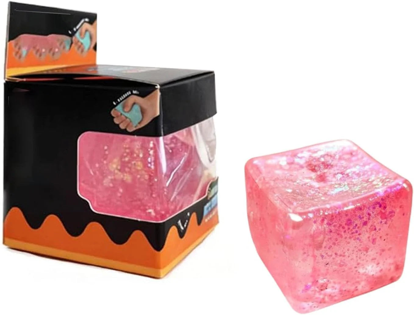 Premium Block Cube Squishy-Squishy Stress Cube,Slow Rise Fidget Cube Squishies Sensory Soft High Density Ice Squeeze Ball Fidget Toy Ice Cube Slow Rise (Pink) - US 8585