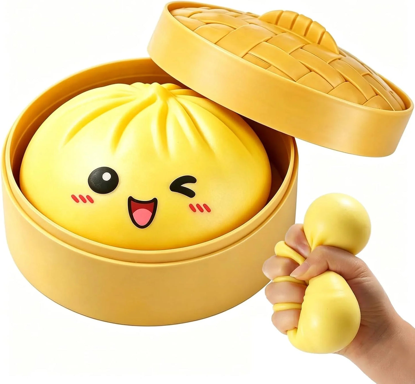 Dumpling Squishies, Fast Rebound Stress Ball Fidget Sensory Toy | Colorful Dumpling Squishy Set with Steamer, Fast Rebound Squeeze Toy, Soft Stretchy Desk Stress Relief Toy - US 2177