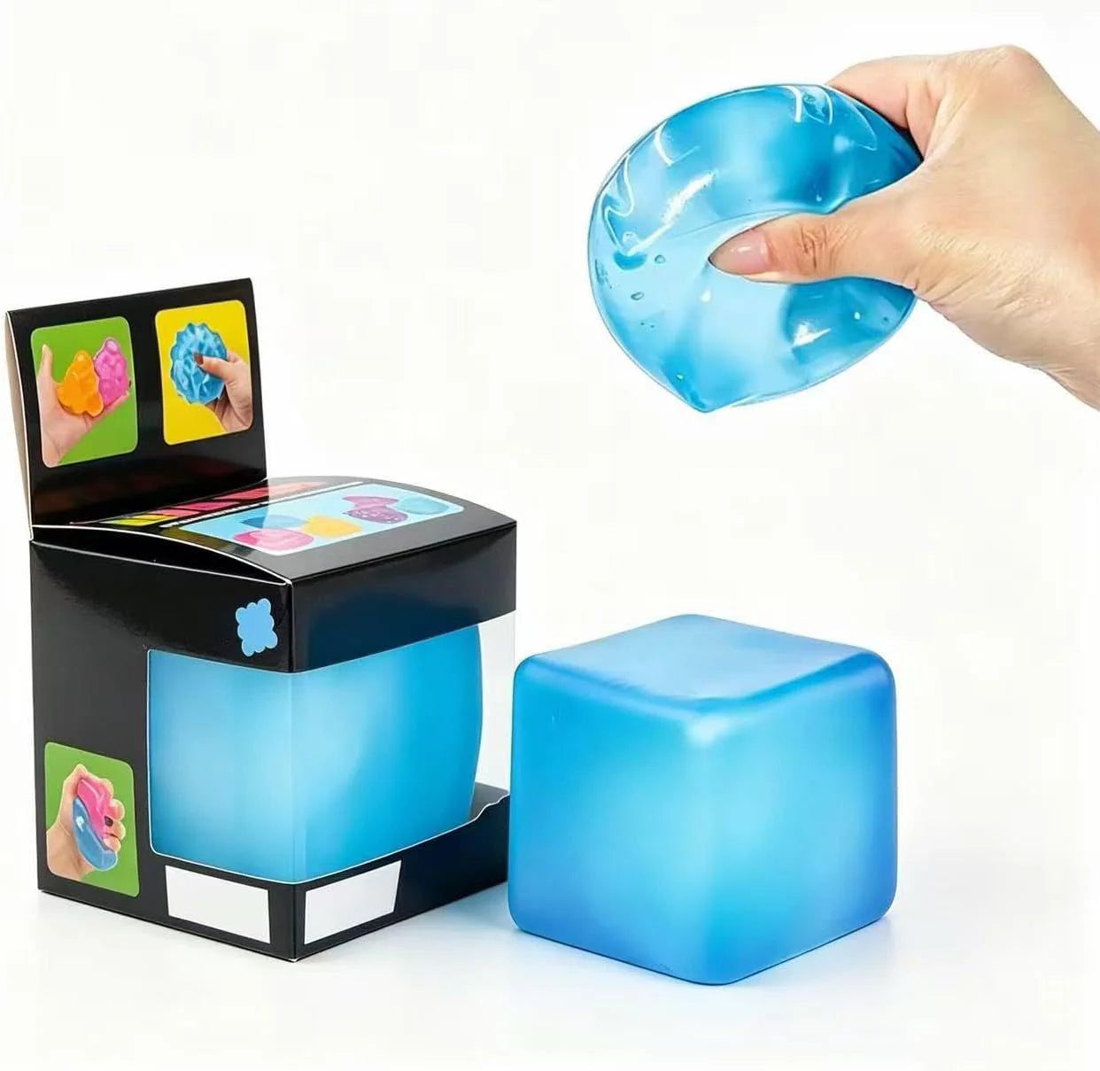 Premium Big Block Cube ,Ice Cube Squishies Toys,Durable, Slow-Rebound fingertip Exquisite Spherical ice Cube with boxGift-Ready (Blue) - US 7453