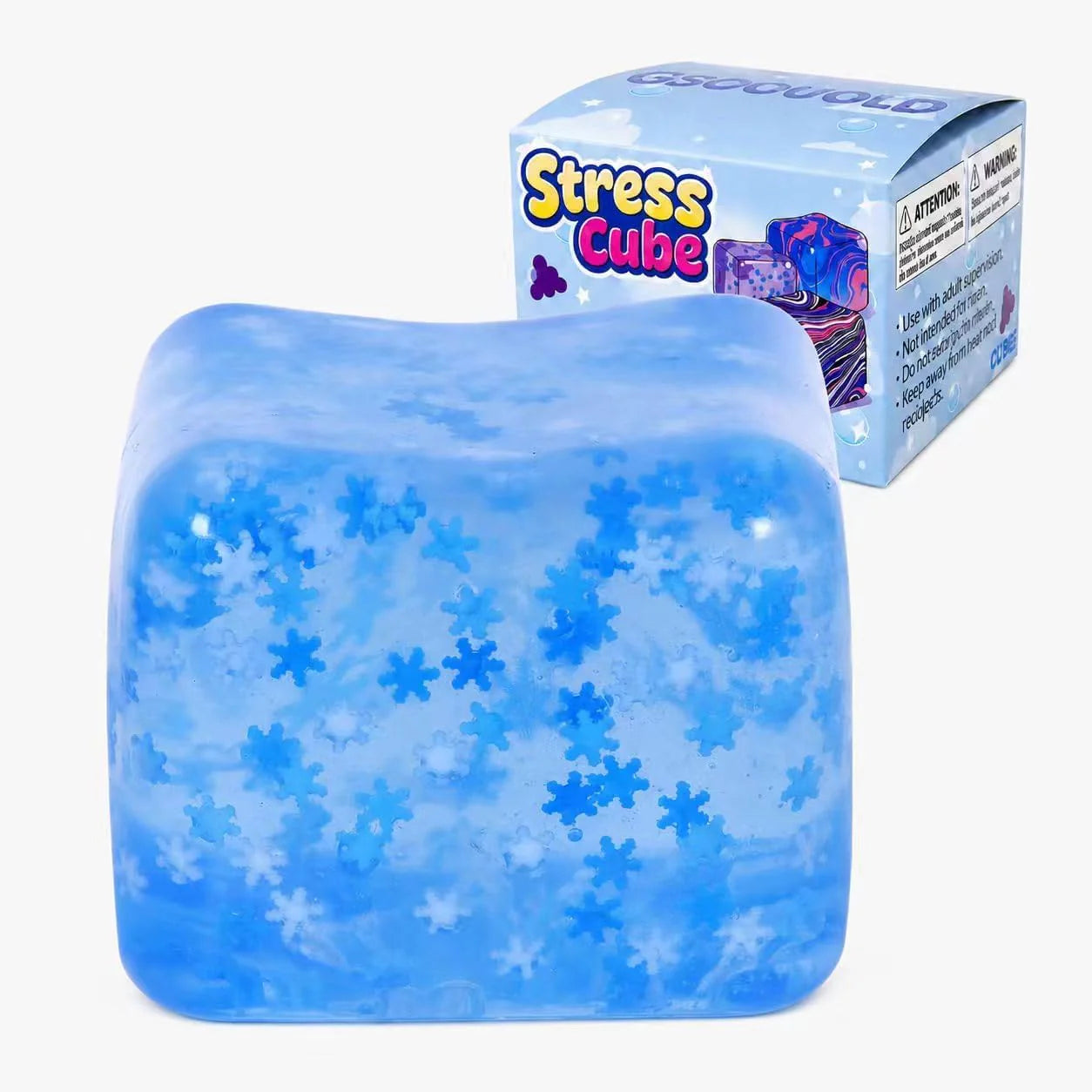 Squishy Ice Cube Fidget Toy 2.75inch/7cm, Sugar Ball Squishy Cube for Kids Adults, Soft Squishies Stress Relief Sensory Toy for Autism, Classroom Prize Toy Party Favor - US 4200