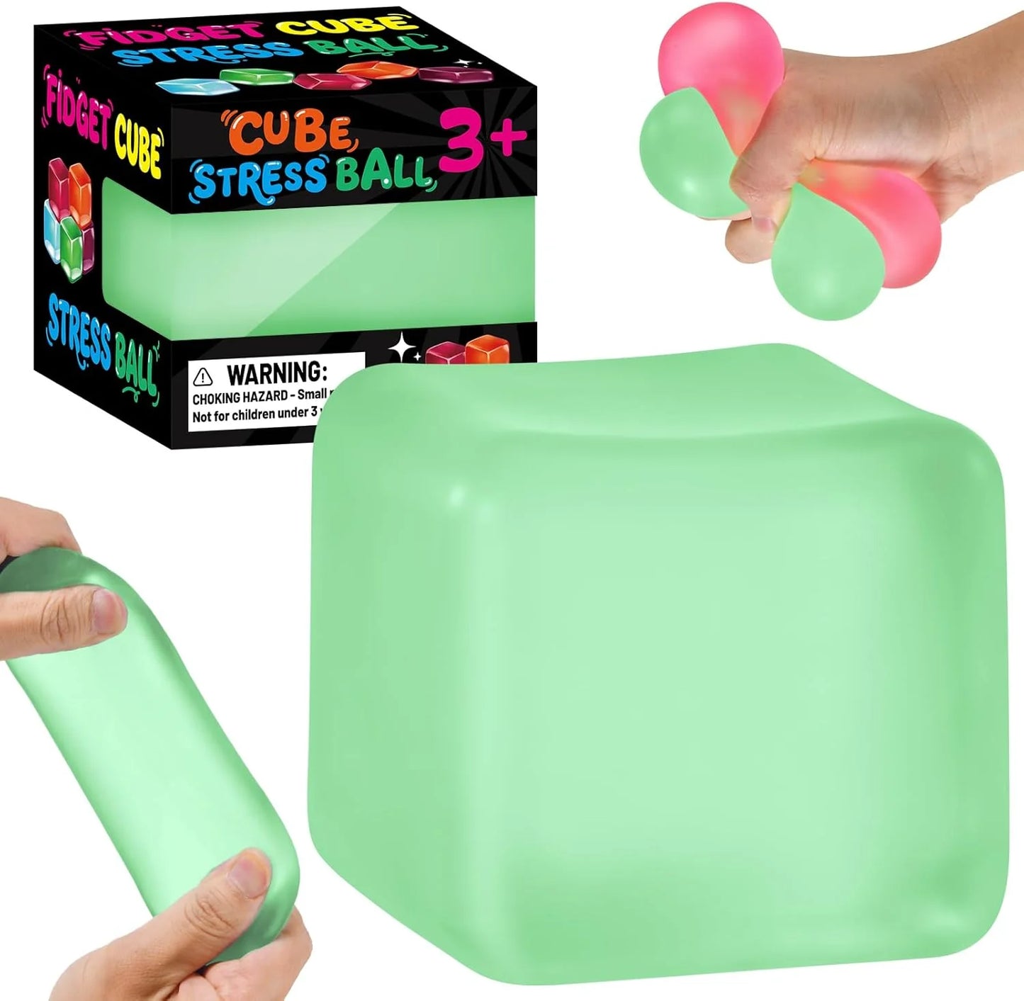 Stress Cube Squishy Fidget Toys, Slow Rising Ice Cube Sensory Stress Balls for Kids Adults Anxiety Relief Squeeze Toy for Classroom Prizes Party Favors (Light Green) - US 3602