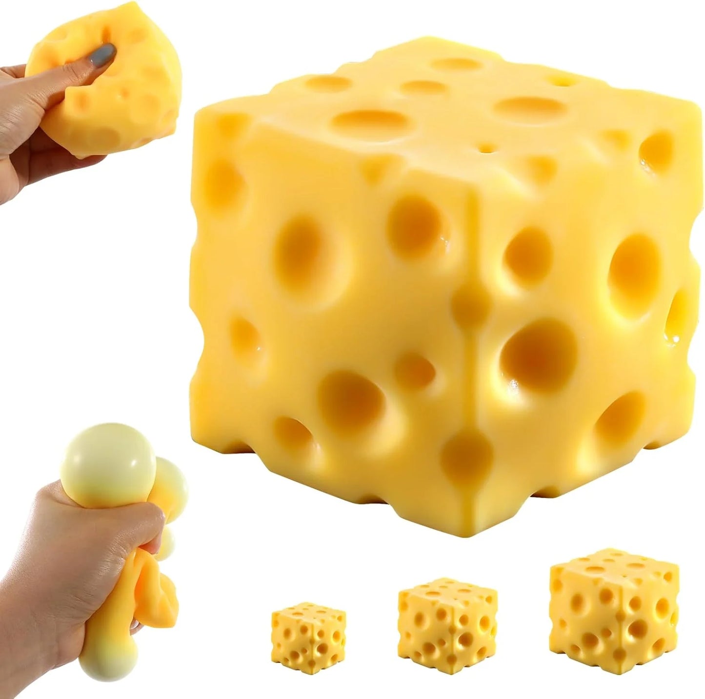 Cheese Squishy (6cm),Cheese Block Squeeze Toy,Squishies Stress Relief Fidget Toys,Stocking Stuffer Novelty Birthday Gifts for Kids Teens Boys Girls (2.4 inch) - US 9890
