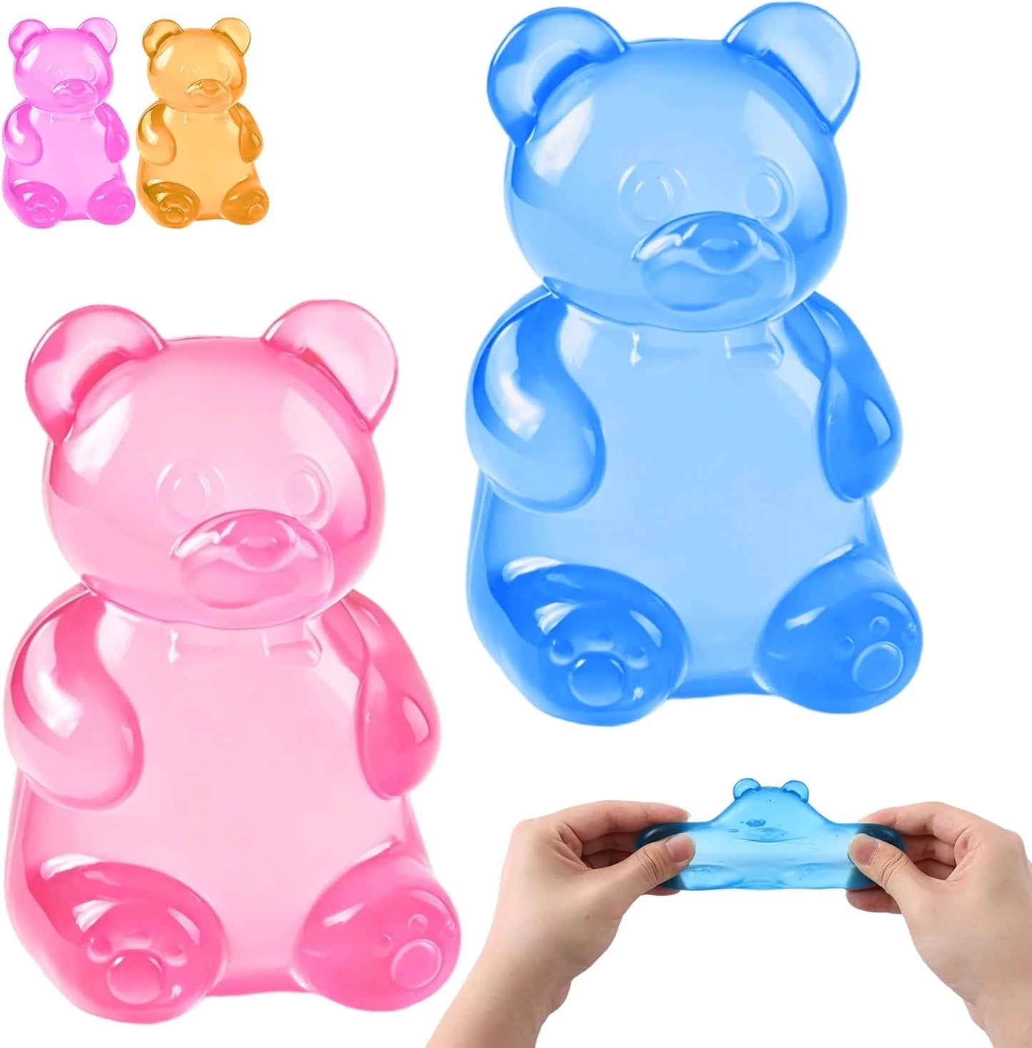 Stress Bear Squishy Balls, Bear Squishy Stress Relief Squeeze Balls, Gummy Bear Squishy for Valentines Day Gifts Birthday Gifts Party Favors (Blue + Pink) - US 9887
