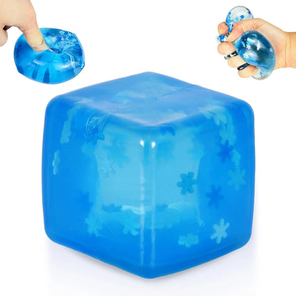 Maltose Squishy Stress Relief Toy, Snowflake Squeeze Ice Cube Fidget, Slow Rising Sensory Stress Ball for Relaxing, Durable TPR Calm Down Toy for Boys Girls Age 3+ (1Pcs, Blue, 1.97inch) - US 2148