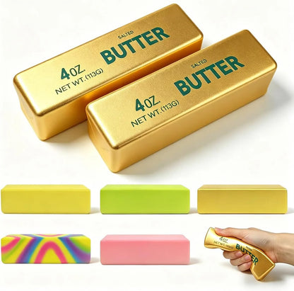2 Pack Butter Squishy Toys Slow Rising Soft Squeeze Toy Stress Relief Fidget Toys for Kids Party Favors Birthday Gifts Adults Office Desk Toys (Gold) - US 3624