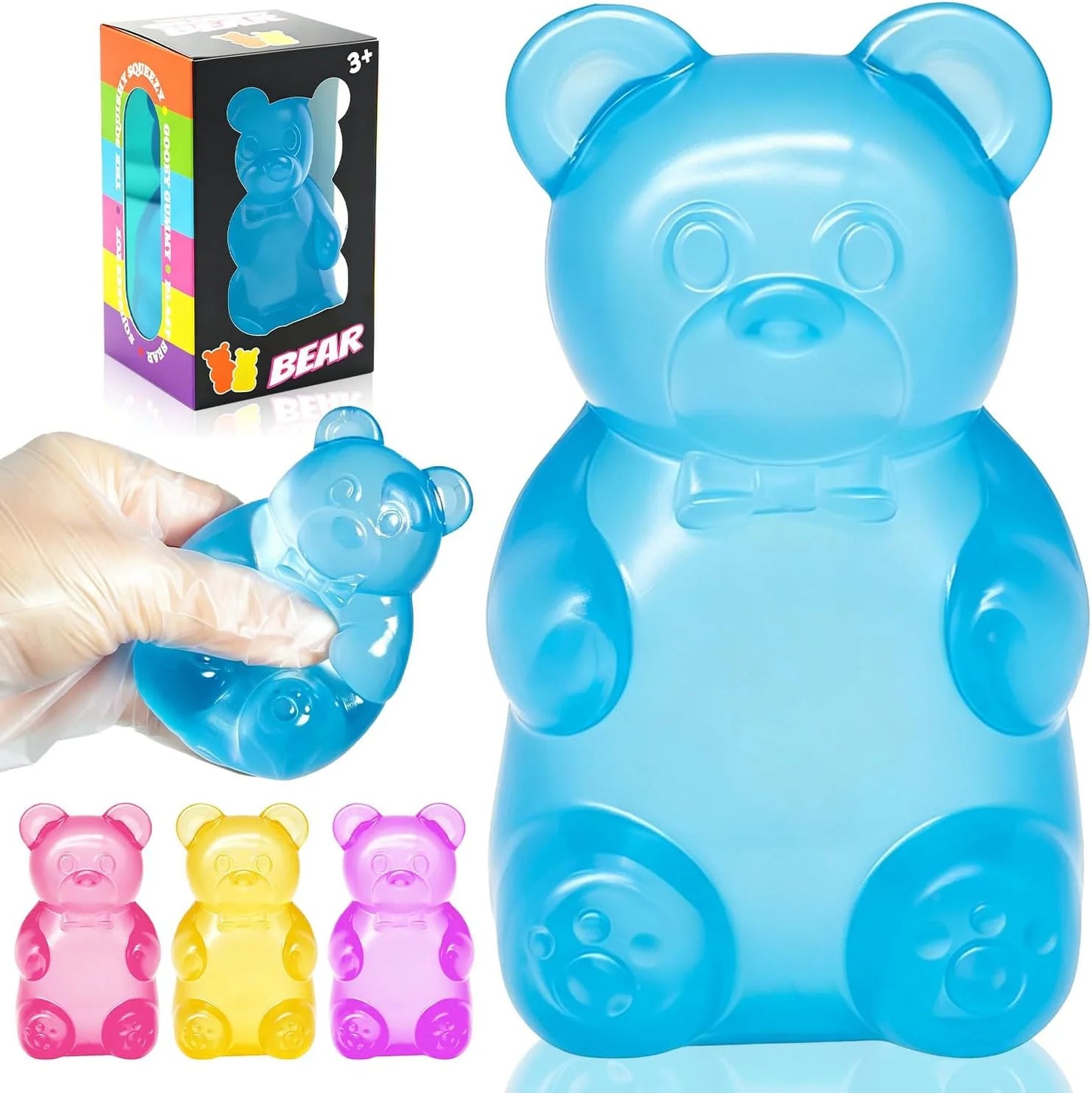 Bear Squishy Toy, Slow Rising Stress Relief Sugar Squeeze Toys for Kids & Adults, High Density Sensory Stress Balls, Stocking Stuffers, Birthday Party Favors, Anxiety Relief Toys for Boys Girls (Blue) - US 2084