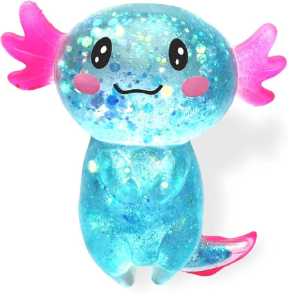 Axolotl Squishy Stress Relief Toy Glitter Fidget Toys Cute Malt Sugar Axolotl Toy Fidget Toys for Kids Youth Adult, Party Favors Anxiety Relief Squishy Toys(Blue) - US 5469