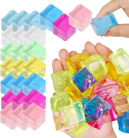 Ice Cube Sensory Toys 24 Pcs Squishy Fidget Stress Cube for Adults Kids Anxiety Stress Relief Hand Therapy Sensory Squishy Ball Classroom Prize Box Toys - US 1088