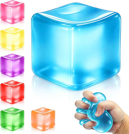 Squishy Ice Cube Stress Balls, Slow Rising Stress Relief Toy, Squeeze Ball Fidget Toys for Adults Teens Boys Girls, Sensory Toys for Kids with Autism, Party Favors Gifts (Blue) - US 8519