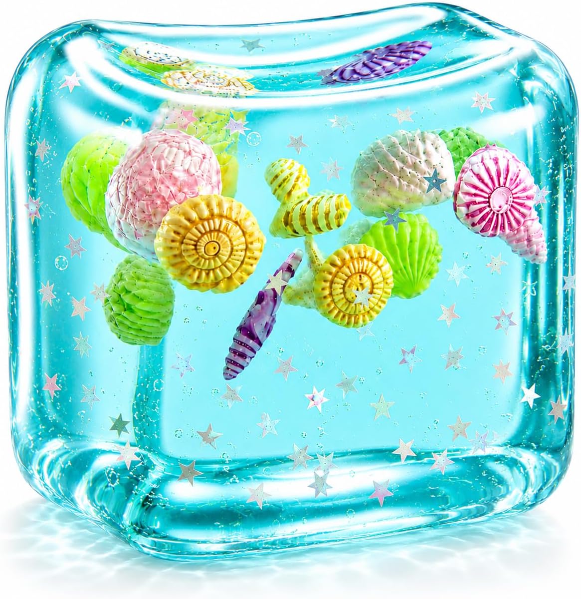 Large Squishy Ice Cube Stress Ball - Slow Rising Maltose Texture Jelly Fidget Toys with Star Glitter - Sensory Squeeze Toy for Anxiety Relief - Desk Gifts for Kids & Adults - US 2628