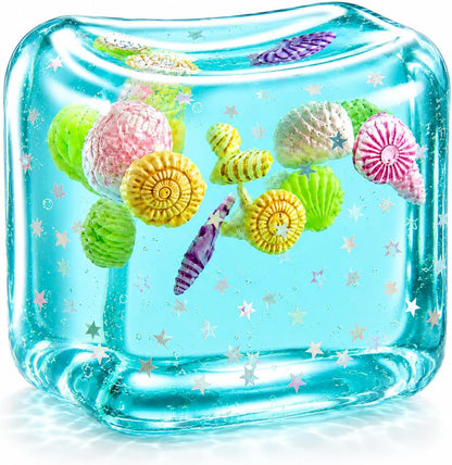 Large Squishy Ice Cube Stress Ball - Slow Rising Maltose Texture Jelly Fidget Toys with Star Glitter - Sensory Squeeze Toy for Anxiety Relief - Desk Gifts for Kids & Adults - US 2628