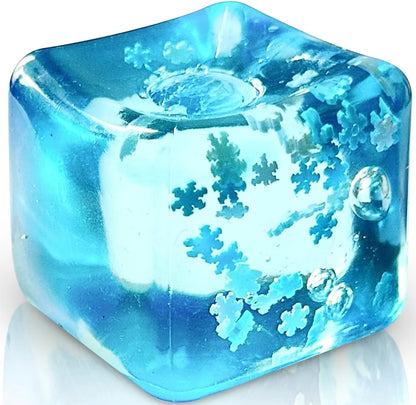 Stress Balls Ice Cube with Snowflakes Inside for Your Best Mellow and Chill, Snow Pieces Silent Nice Square Shape Anxiety Sensory Squishy Fidget Toy Slow Rise, Classroom Prizes, Calming Kids Adults - US 3052