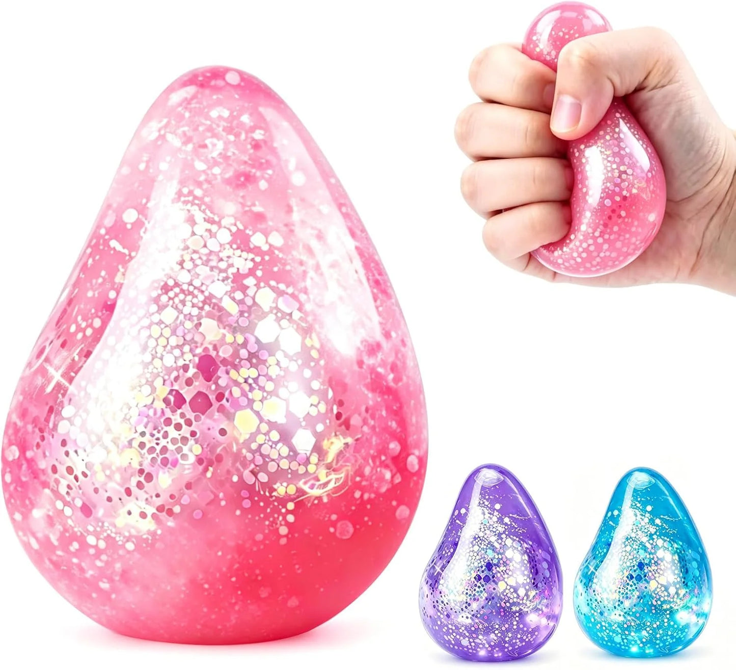 Dream Squishy Drop Fidget Toys Adults, Water Drop Squeeze Toy for Stress Relief, Slow Rising Squishies Sensory Toys with Autism, Malt Sugar Balls Gel Filled Party Favors - Pink - US 9050