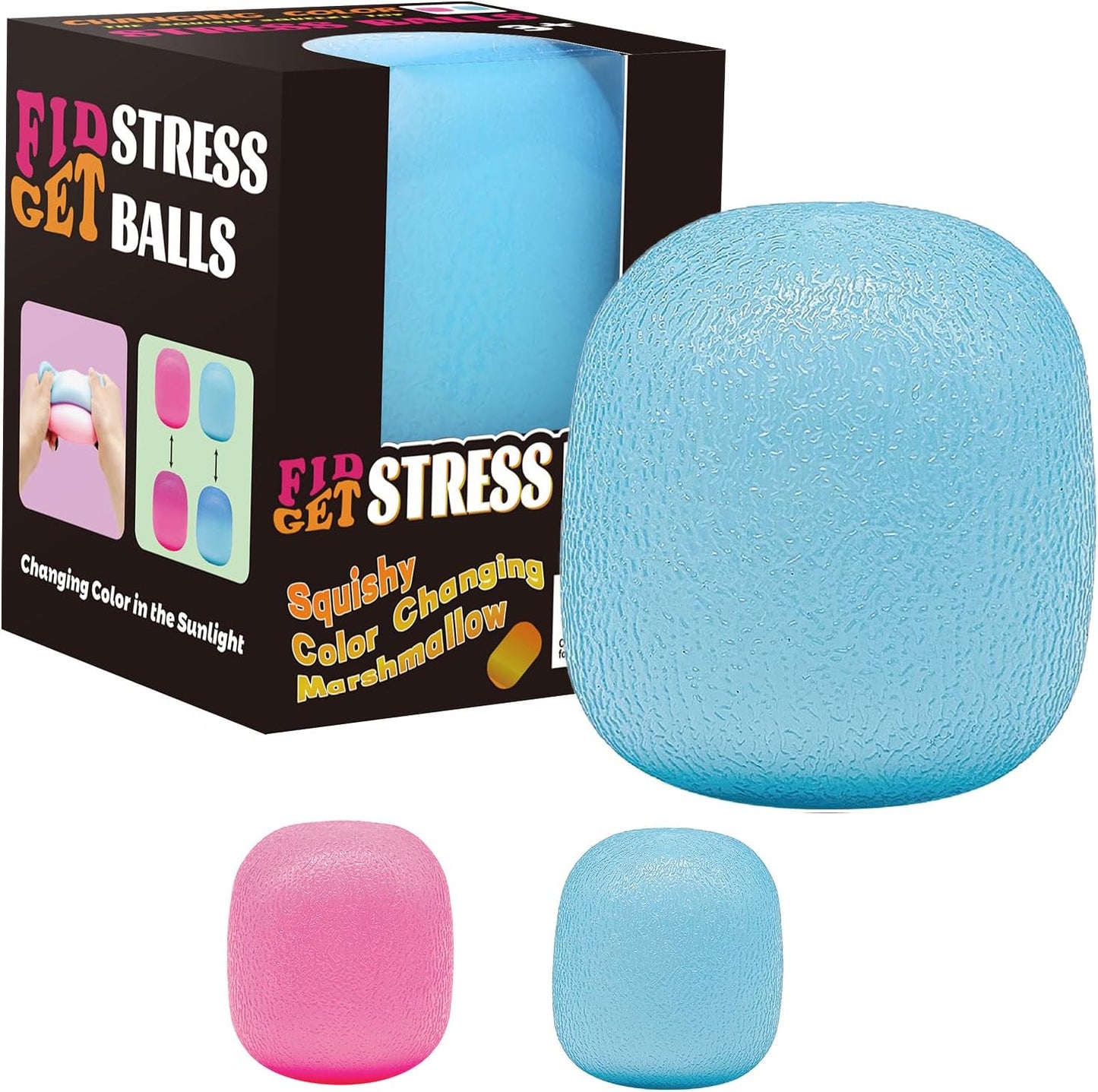 Fidget Toys Stress Balls for Kids & Adults - Changes Color in The Sun -Slow Rise Dough Ball - Fidgets for Classroom - Squishy Fidget Toys Stretchy Squeeze Stress Relief Balls for Anxiety (Dough Blue) - US 1486