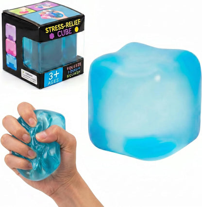 Nice Stress Cube, Squishy Fidget Toy Cubes, Slow Rising Squeeze Cube Balls, Non-Sticky Desk Toy for Relaxation & Focus for Adults, Blue - US 8228