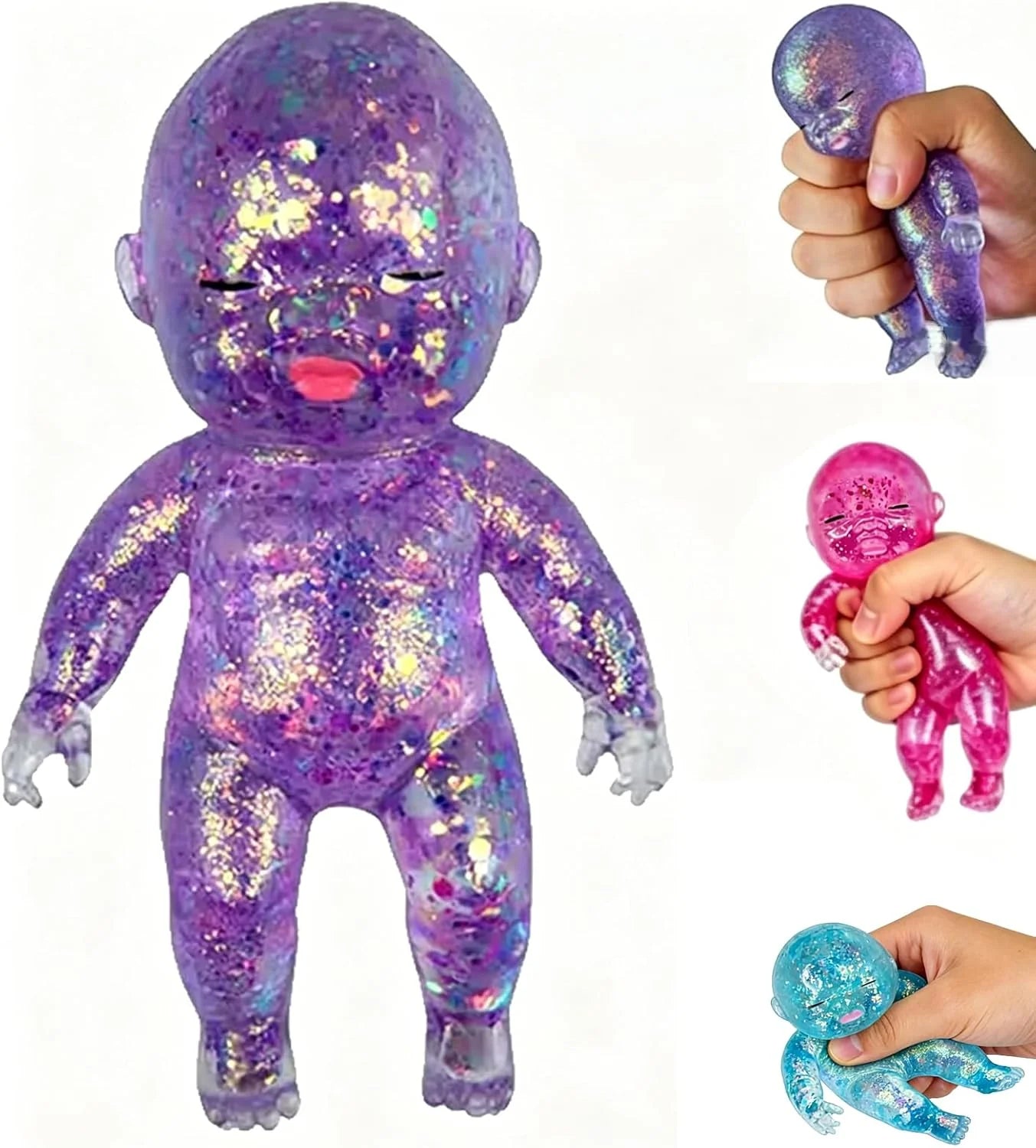 Baby Squishy Toys,Squishy Babies Glittery,Sugar Baby Squishy,Sugar Swaps Squishies Babies Sensory Fidget for Stress Relief,& Teens Adults, Party Favors Gifts - US 2201
