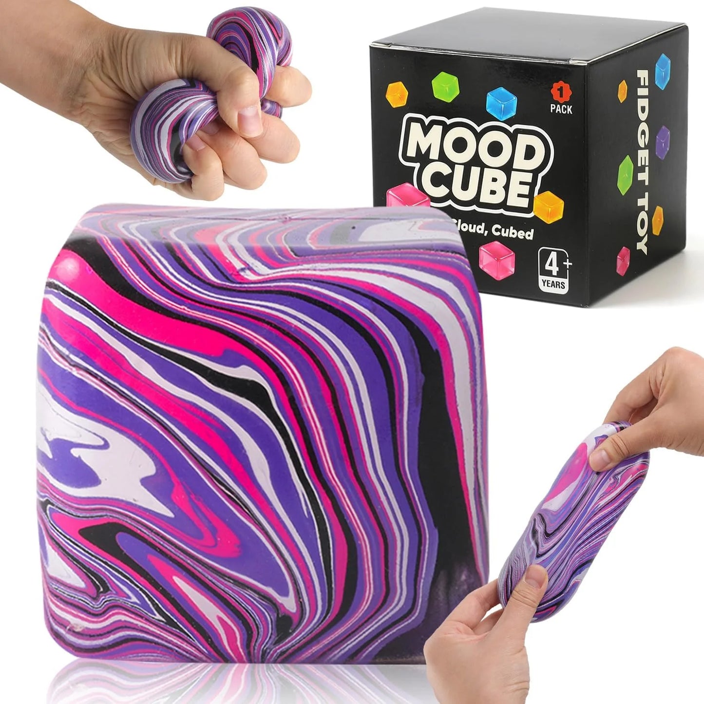 Stress Balls, Squishy Stress Cube for Kids Adults, Squishy Slow Rising Fidget Cube Sensory Toys for Anxiety Stress Relief, High Density Ice Squeeze Ball Cubes for Adults Kids. (Purple) - US 4435