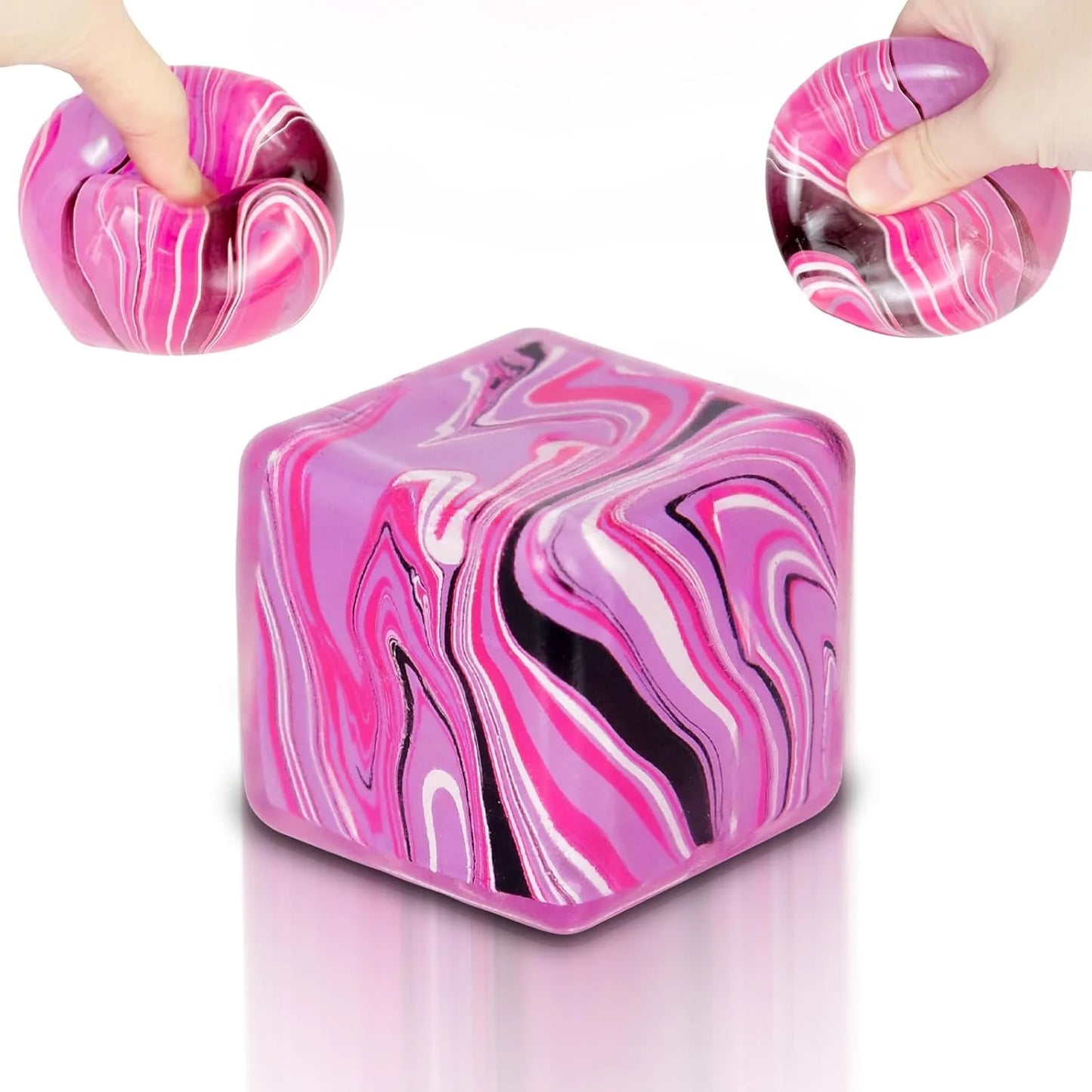 Ice Cube Squishy Fidget Toy Purple Stress Ball Squeeze Toys Stress 5cm(1.97") Veined Ice Cube Squishy Fidget Sensory Toys Kids Youth Adult Puffwize (Pink) - US 4122