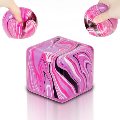 Ice Cube Squishy Fidget Toy Purple Stress Ball Squeeze Toys Stress 5cm(1.97") Veined Ice Cube Squishy Fidget Sensory Toys Kids Youth Adult Puffwize (Pink) - US 4122