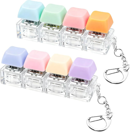 2 PCS Keyboard Fidget Toy, Keyboard Fidget Keychain 4-in-1 Keyboard Decompression Button Finger Clicker Toys, Button Stress Relief Fidget Gifts to Relief Stress (Purple Blue Pink Orange) - US 9573