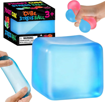 Stress Cube Squishy Fidget Toys, Slow Rising Ice Cube Sensory Stress Balls for Kids Adults Anxiety Relief Squeeze Toy for Classroom Prizes Party Favors (Blue) - US 1659
