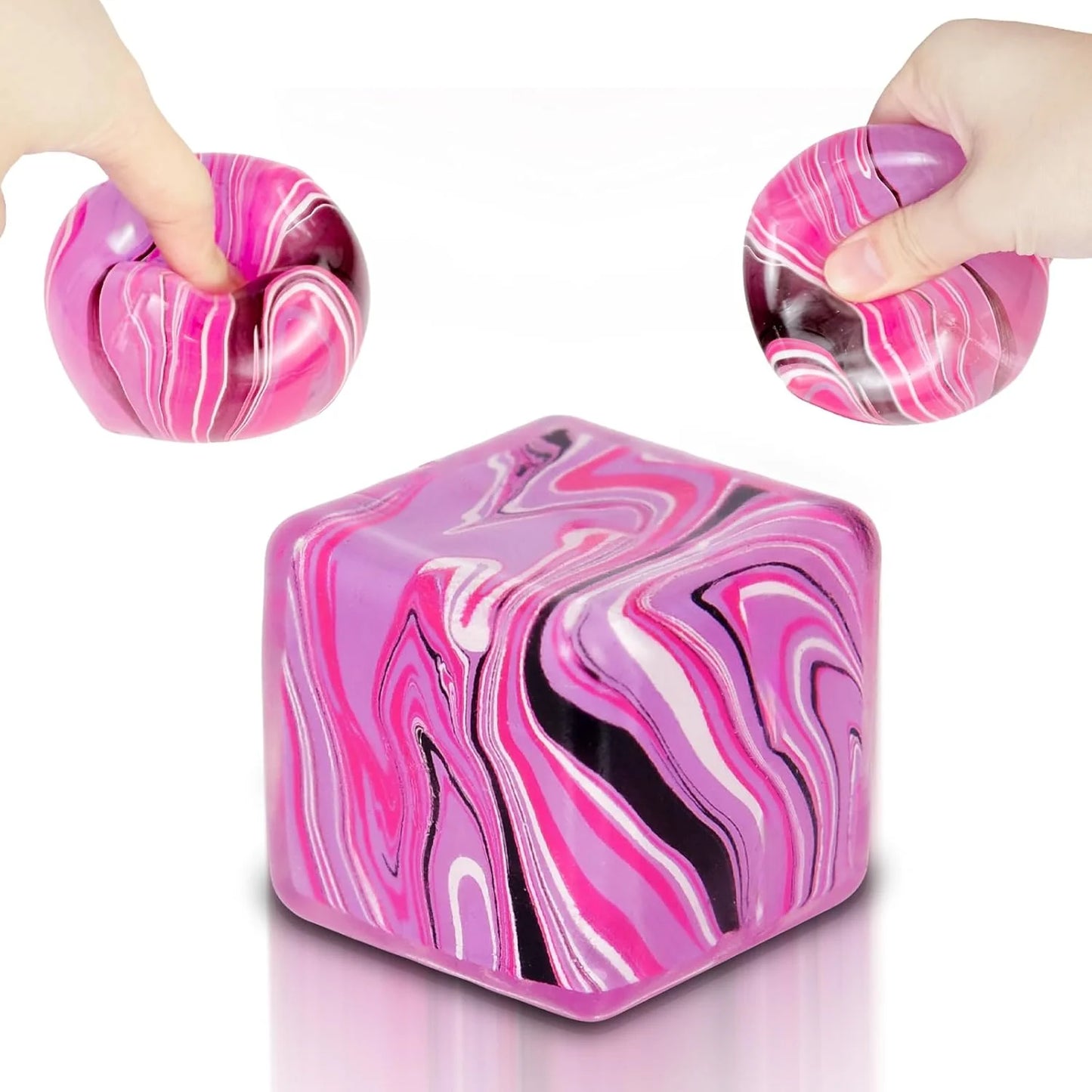 Squishy Fidget Toys Stress Cube, 1.97"*1.97" Stress Balls for Kids Adults Stress Relief, Ice Squishy Cube Sugar Balls, Sensory Toys for Kids with Autism an danxiety Disorder(Pink) - US 2976