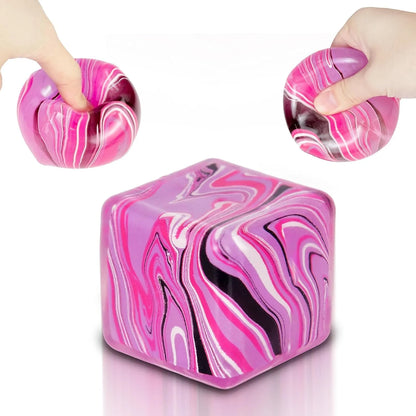 Squishy Fidget Toys Stress Cube, 1.97"*1.97" Stress Balls for Kids Adults Stress Relief, Ice Squishy Cube Sugar Balls, Sensory Toys for Kids with Autism an danxiety Disorder(Pink) - US 2976
