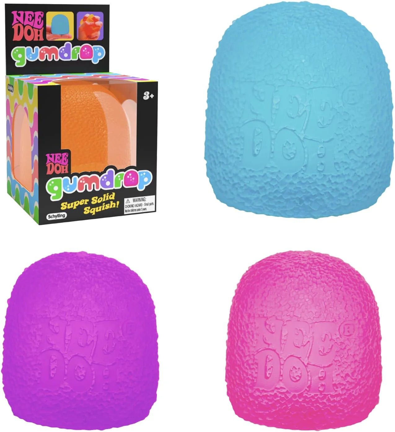 Schylling NeeDoh Gumdrop - Textured Sensory Toy with Super Solid Squish - 2.5" Tall - Colors May Vary (Pack of 1) - US 4954