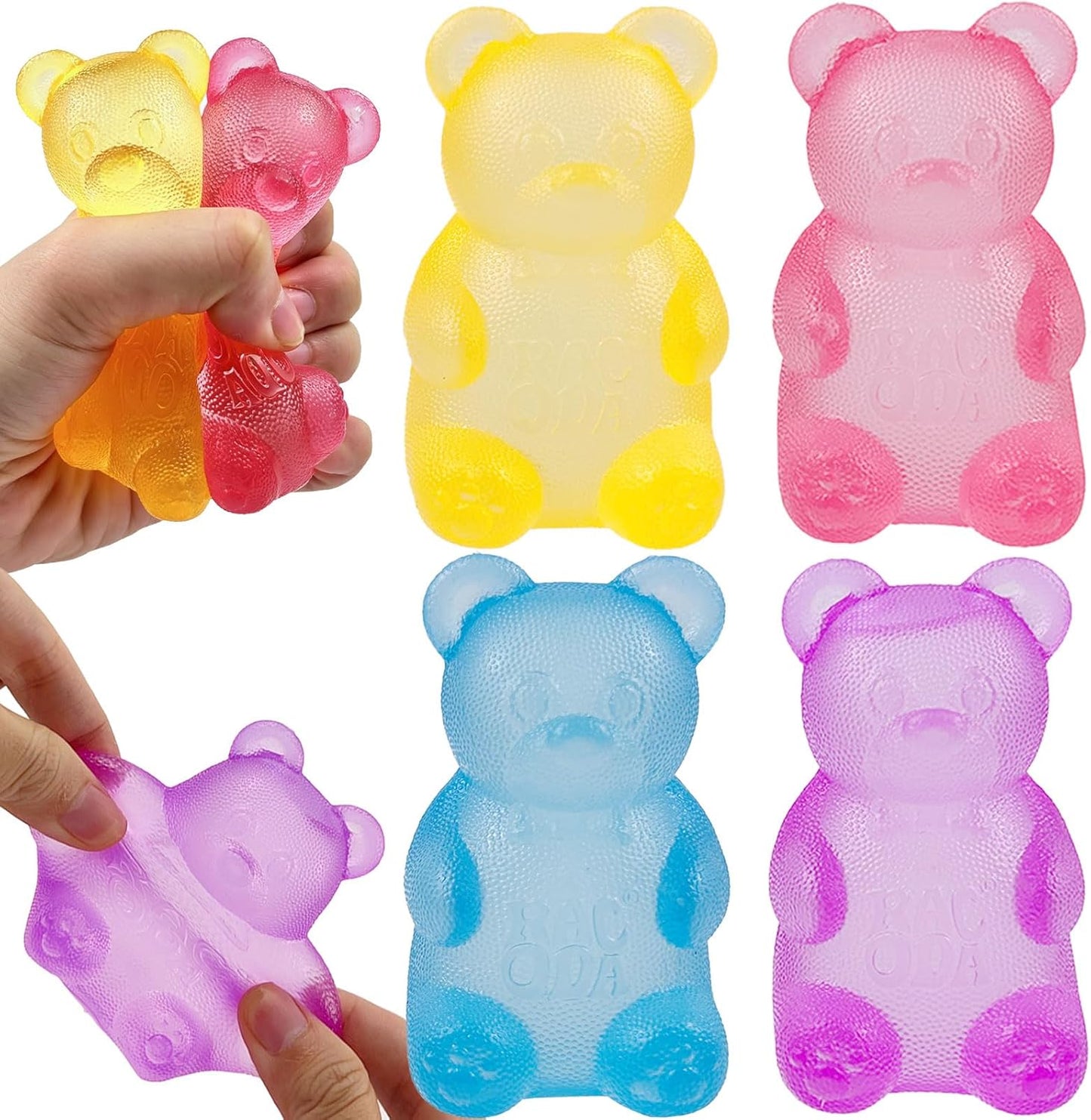 4 Pack Bear & Sugar Ball Designs, Anxiety Relief & Focus Toy, Maltose Filled Squeeze Toys for Sensory Play，Sensory Fidget Toys for Adults, Kids, Slow Rising Squishy Stress Ball - US 4196