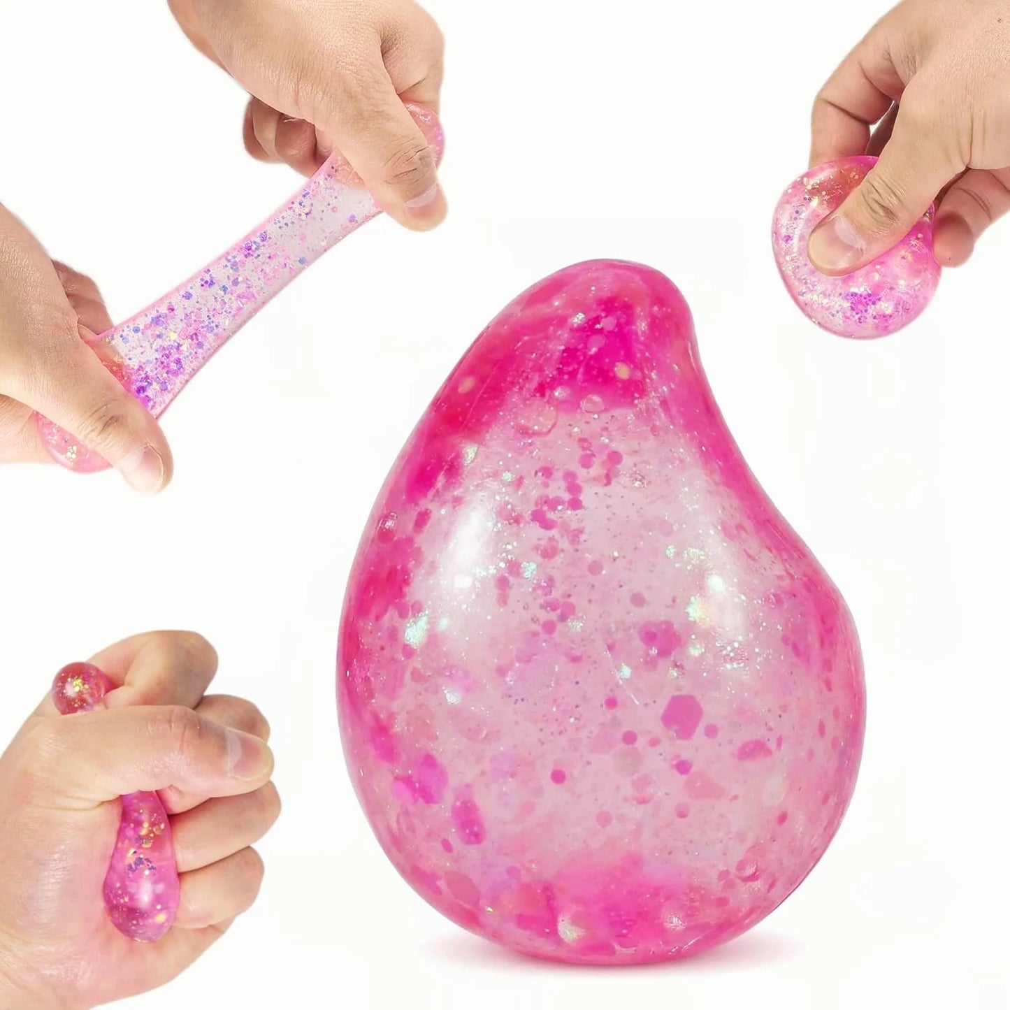 Pink Drop Squishies Sugar Stress Ball, Soft Slow Rise Sugar Fidget Toy, Squishy Squeeze Sensory Stress Ball Fidget Toy for Relaxing, Quiet Classroom Prizes & Easter Basket Stuffers - US 8280