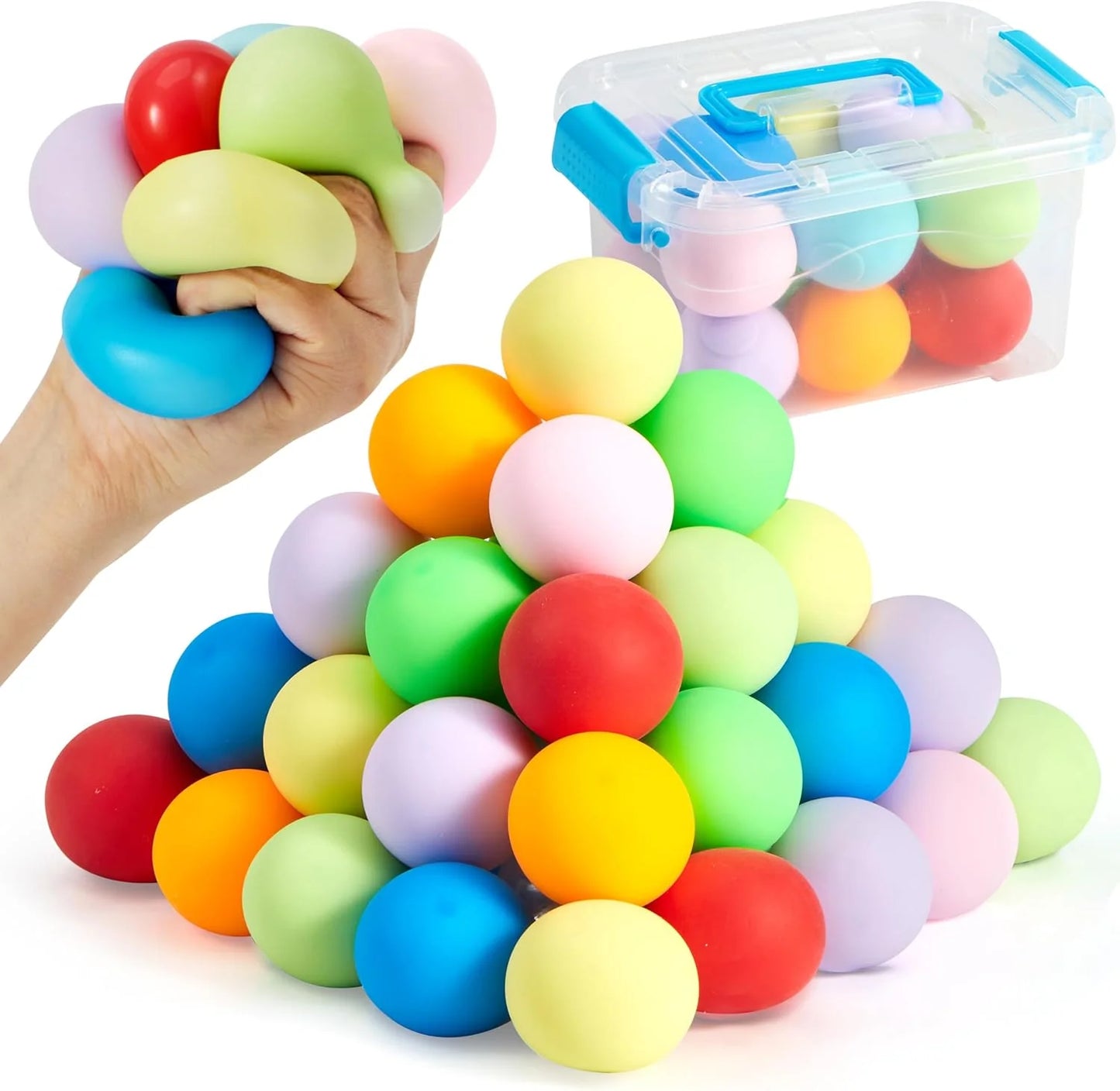 JOYIN 24 Pack Slow Rising Stress Balls, Squishy Sensory Fidget Toys, Hand Therapy Balls for Anxiety Relief, Classroom Prize Box Toys for Kids, Goodie Bag Stuffers, Party Favors - US 5857