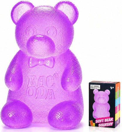 Gummy Bear Squishy, Sensory Fidget Toy Toys for Anxiety Stress Relief,Squishies Sensory Toy for Adults Kids Teens,Purple Stress Ball for Classroom Prize, Birthday Gifts Party Favors - US 4767